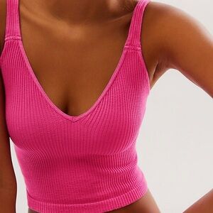 Free People Hot Pink Fuchsia Ribbed Tank Top